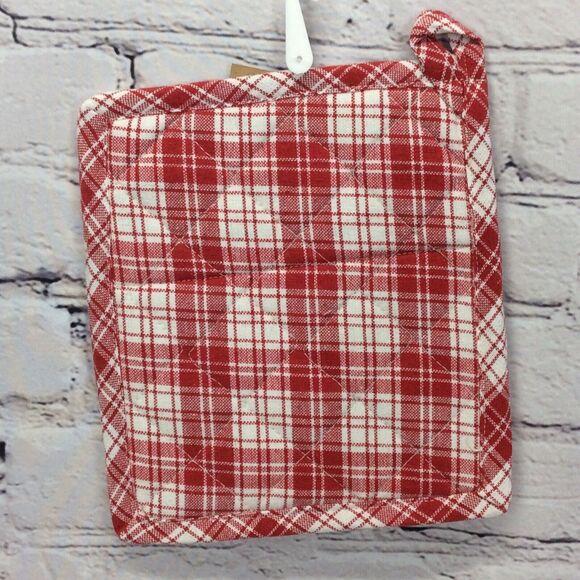 Christmas Red & White Plaid 3 Pc Kitchen Set Dish Towel/Pot Holder/Oven Mitt NWT - Picture 6 of 11